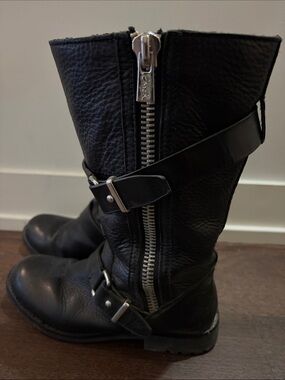 Coach Black Leather  Motorcycle Boots size 5